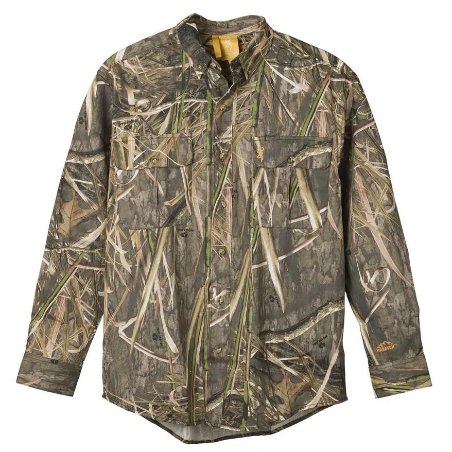 Browning Wasatch CB Shirt Button Front 2 Pocket Mossy Oak Shadow Grass Habitat M