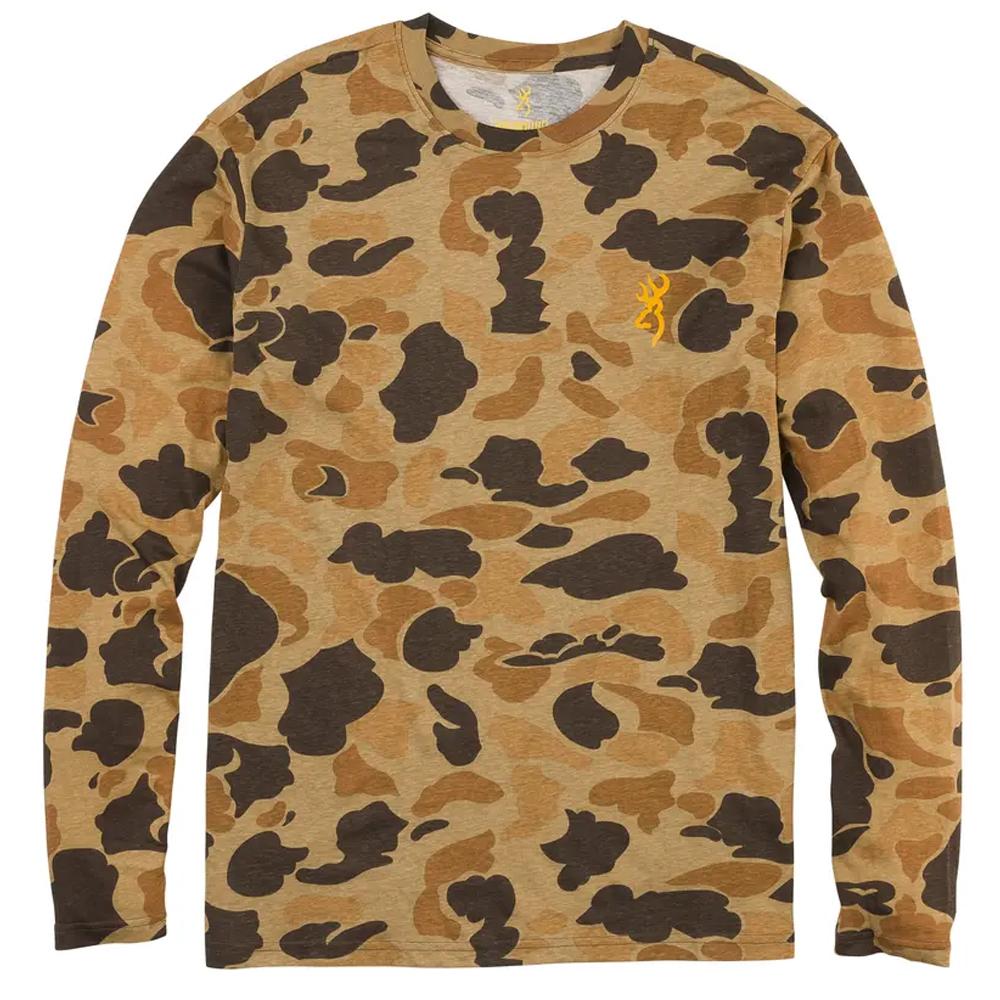 Browning Wasatch Long Sleeve T-Shirt Vintage Tan Camo Lightweight Breathable XL