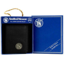 Load image into Gallery viewer, Rugged Rare Smith &amp; Wesson Tri-Fold Wallet Black Trifold 3&quot;W x 4.25&quot;H
