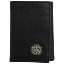 Load image into Gallery viewer, Rugged Rare Smith &amp; Wesson Tri-Fold Wallet Black Trifold 3&quot;W x 4.25&quot;H
