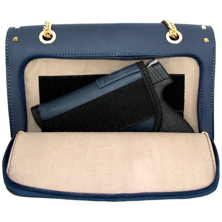 Cameleon Kylie Purse Navy Blue Leather Lightweight Comfortable Crossbody Handbag