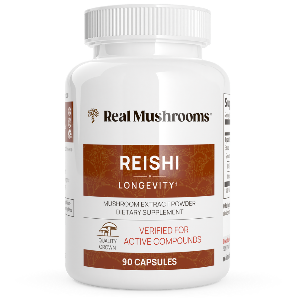 Hongos Reishi Orgánicos Real Mushrooms: Apoyo Inmunitario y Bienestar (90 Cápsulas)