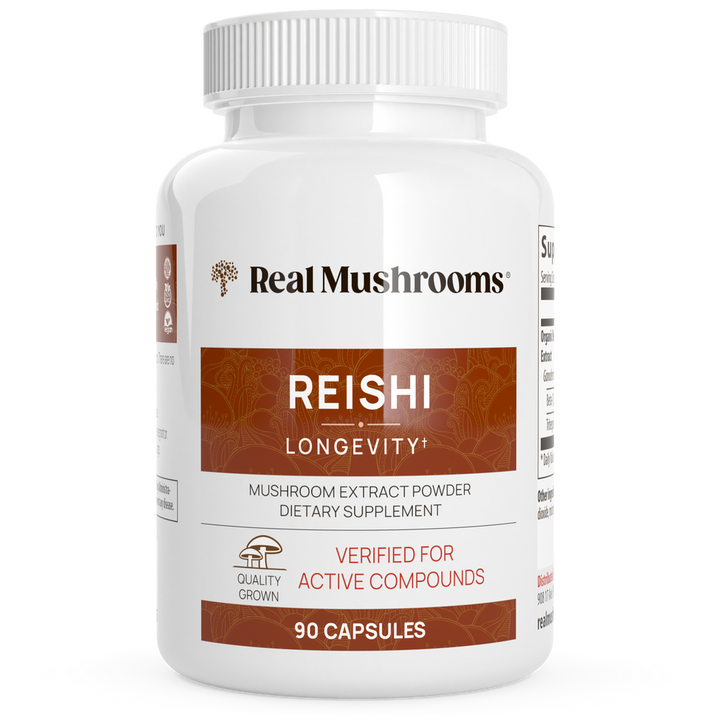 Hongos Reishi Orgánicos Real Mushrooms: Apoyo Inmunitario y Bienestar (90 Cápsulas)
