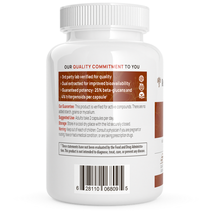 Hongos Reishi Orgánicos Real Mushrooms: Apoyo Inmunitario y Bienestar (90 Cápsulas)