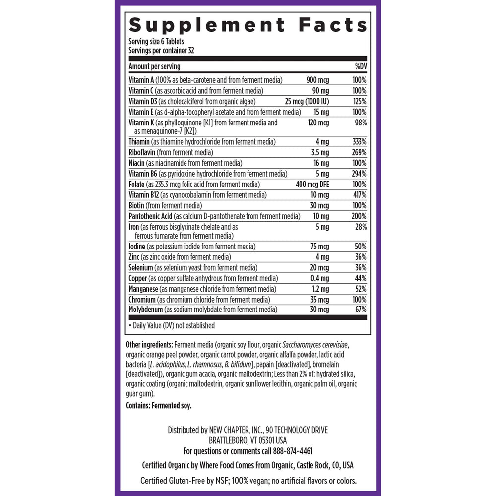 New Chapter Tiny Tabs Multi 192 Tabs Multivitamínico de alimentos integrales para el bienestar diario