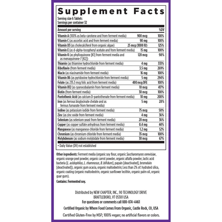 New Chapter Tiny Tabs Multi 192 Tabs Multivitamínico de alimentos integrales para el bienestar diario