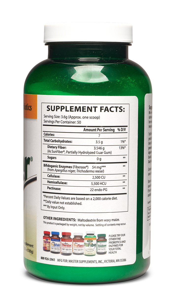 Suplementos Master US Enzymes TruFiber en polvo con fibra prebiótica, 6 oz
