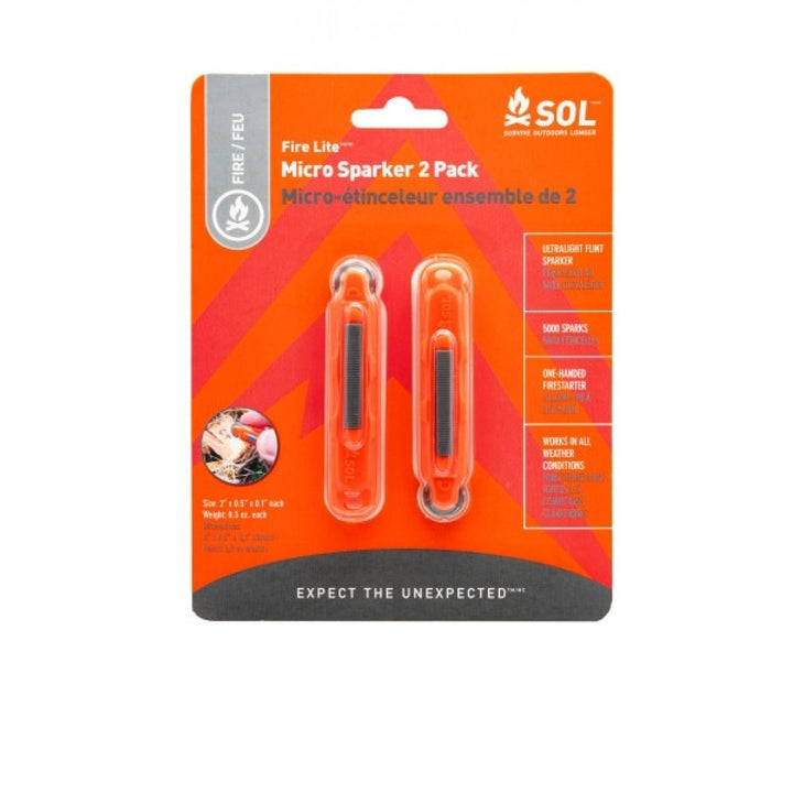Survive Outdoors Longer Starter Lite Micro Sparker 2ct Orange Emergency Tool