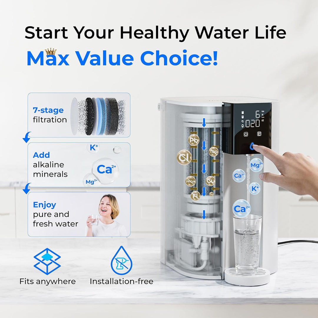 Sistema de filtro de agua alcalino de ósmosis inversa CoreRO para encimera Waterdrop C1SL