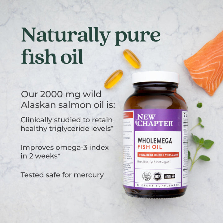 Aceite de pescado New Chapter Wholemega 60 cápsulas blandas para una salud cardíaca óptima