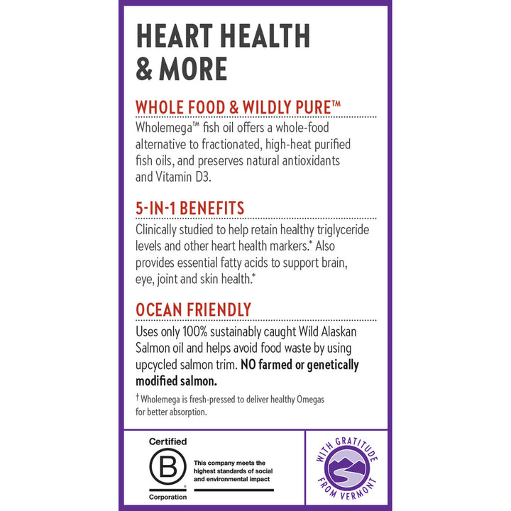 Aceite de pescado New Chapter Wholemega 60 cápsulas blandas para una salud cardíaca óptima