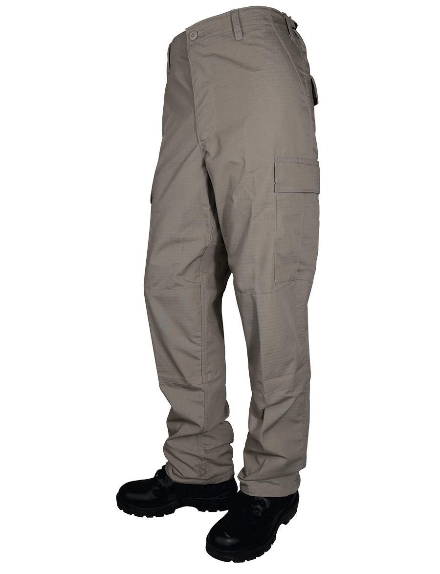 Pantalón básico Tru-Spec BDU 65/35 poliéster algodón Rip-Stop con cremallera en la bragueta, color caqui, talla mediana