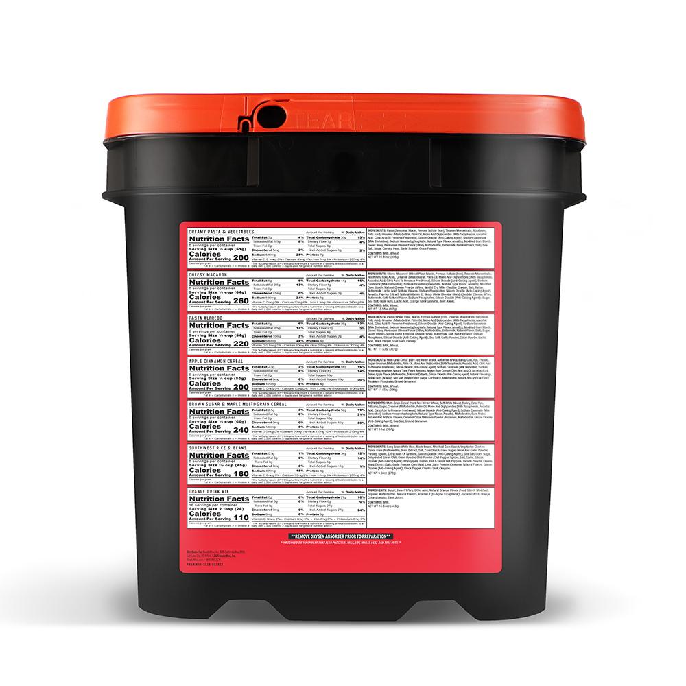 7 DAY 1 PERSON 52 SERVINGS (4 ENTREES 2 BREAKFASTS 2 BEVERAGES) BUCKET