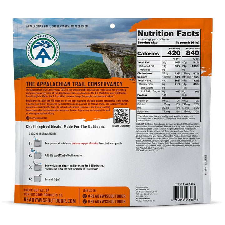 ReadyWise Outdoor Pro Meal Classic Chicken Pot Pie Single Pouch