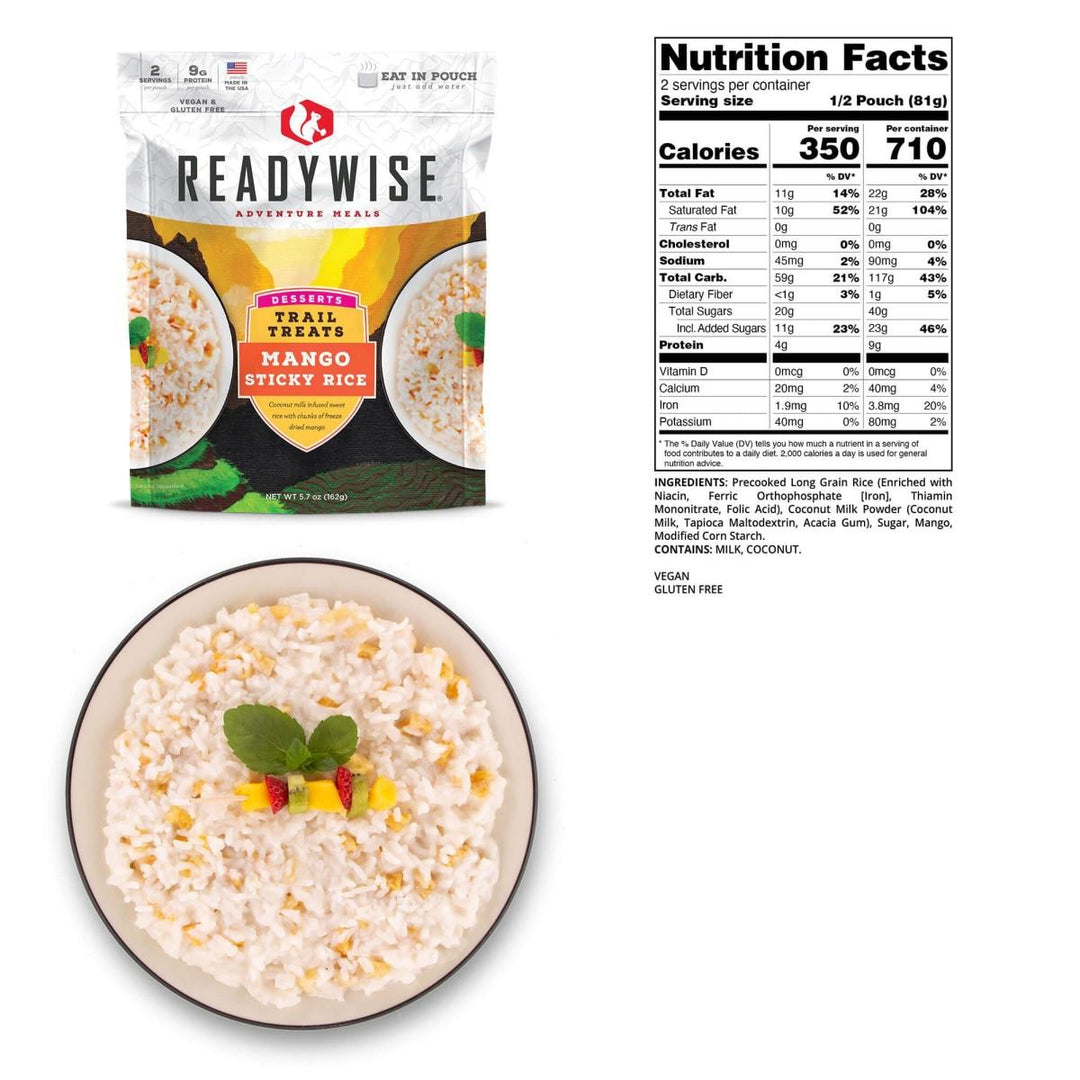 ReadyWise Trail Treats Mango Sticky Rice 57 oz Meal Pouch Quick Prep Vegan