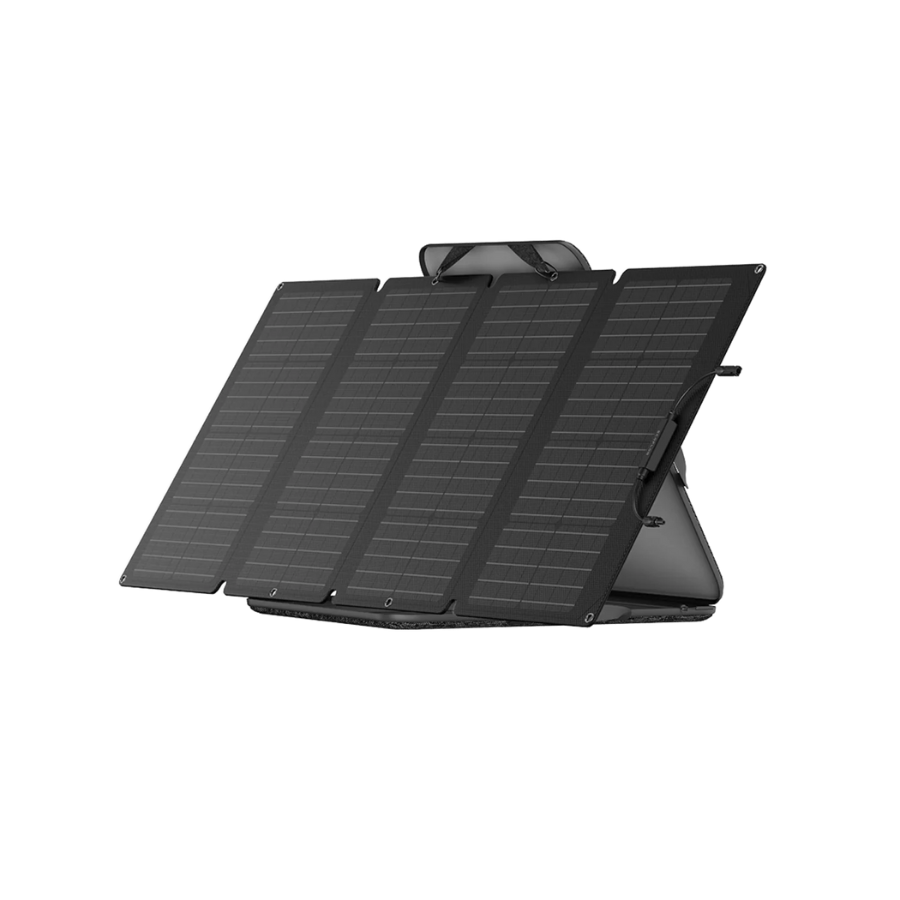 EcoFlow NextGen 160W Portable Solar Panel Adjustable Kickstand For Power Station showing its sleek design and adjustable features.