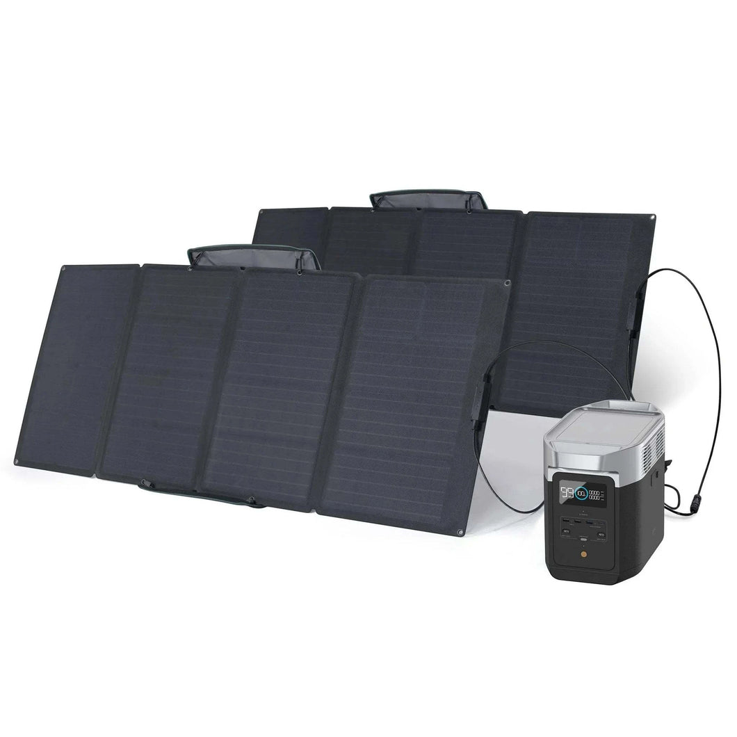 EcoFlow DELTA 2 Portable Power Station 1024Wh + Qty 2 160W Solar Panel 3 KIT