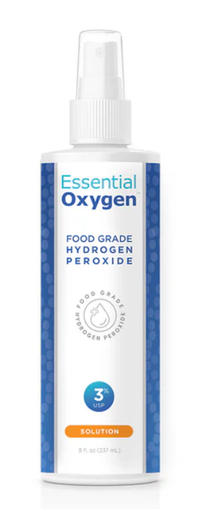 Spray de peróxido de hidrógeno de grado alimenticio Essential Oxygen de 8 oz que favorece la limpieza natural