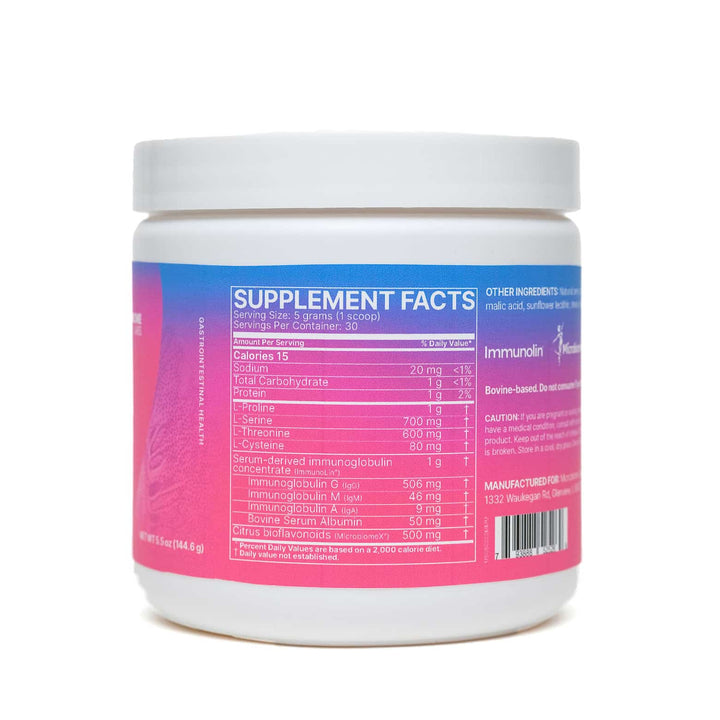 Polvo MegaMucosa de Microbiome Labs (157 g) que favorece la salud del revestimiento intestinal y el sistema inmunitario.