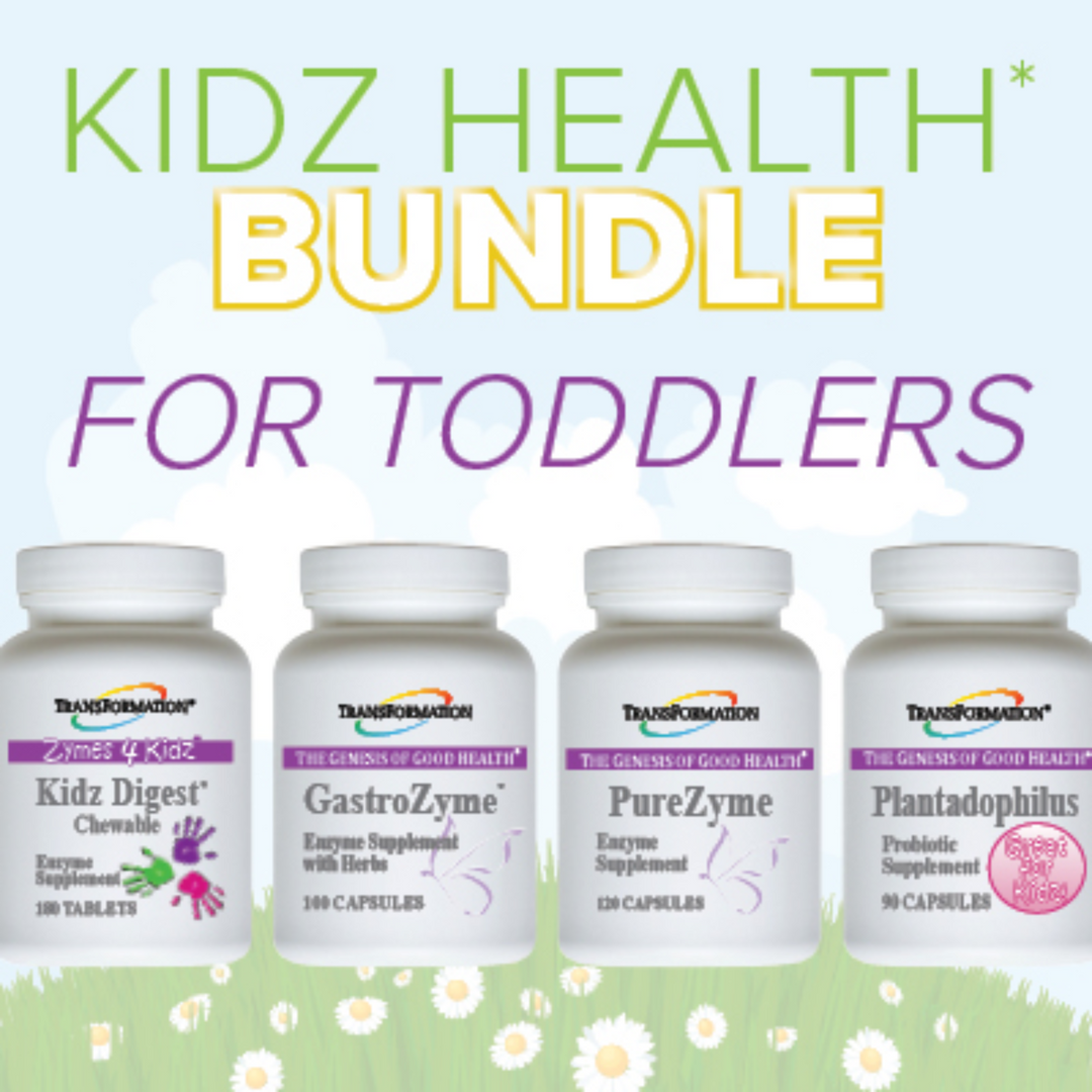 Transformación Kidz Digest 180 GastroZyme 100 PureZyme 120 Plantadophilus 90 Cápsulas