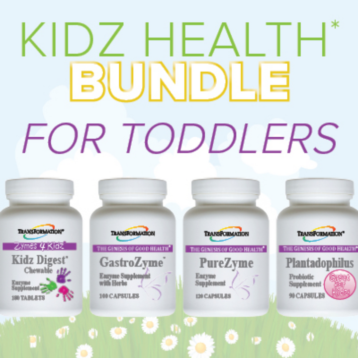 Transformación Kidz Digest 180 GastroZyme 100 PureZyme 120 Plantadophilus 90 Cápsulas