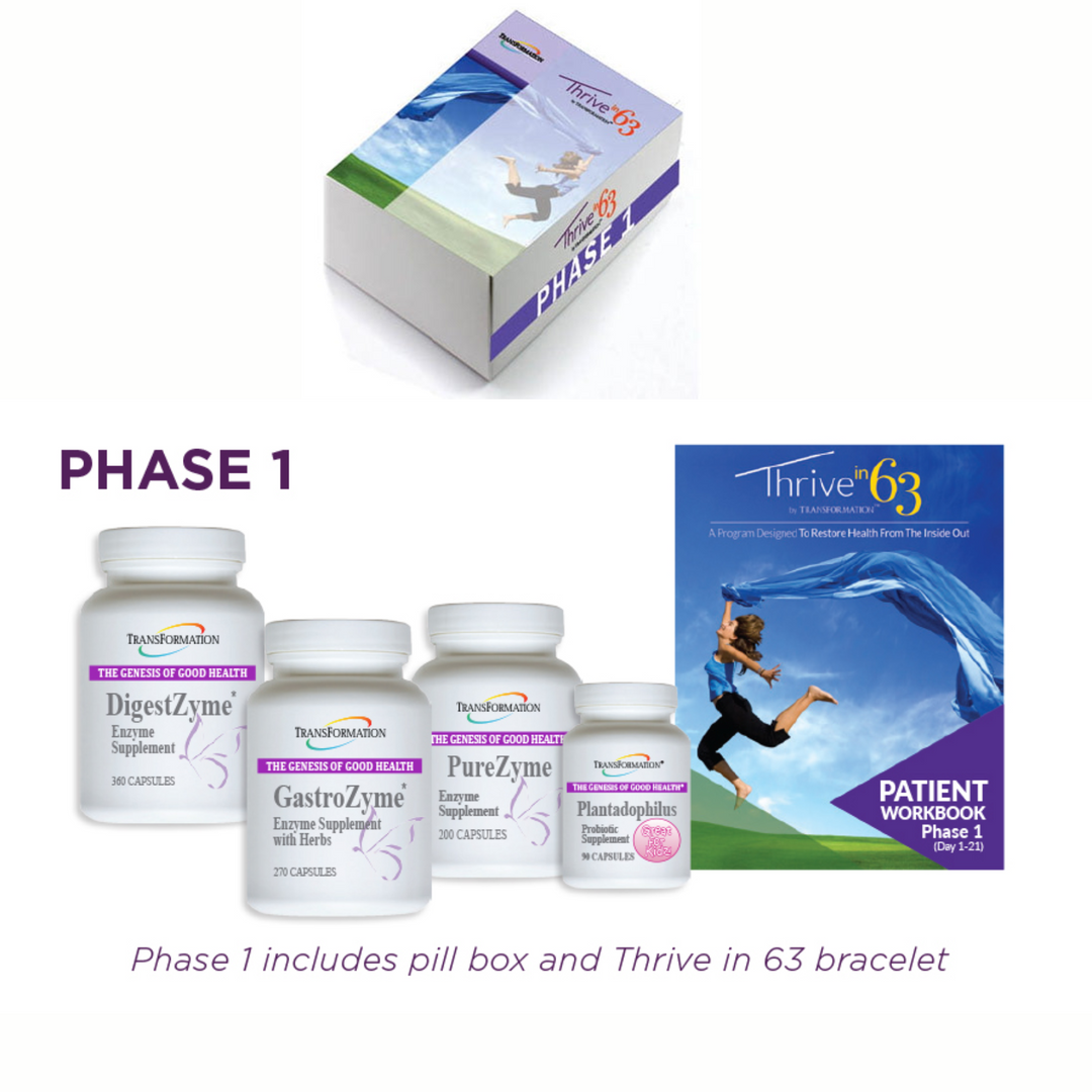 Transformación Thrive 63 Fase DigestZyme PureZyme GastroZyme Plantadophilus