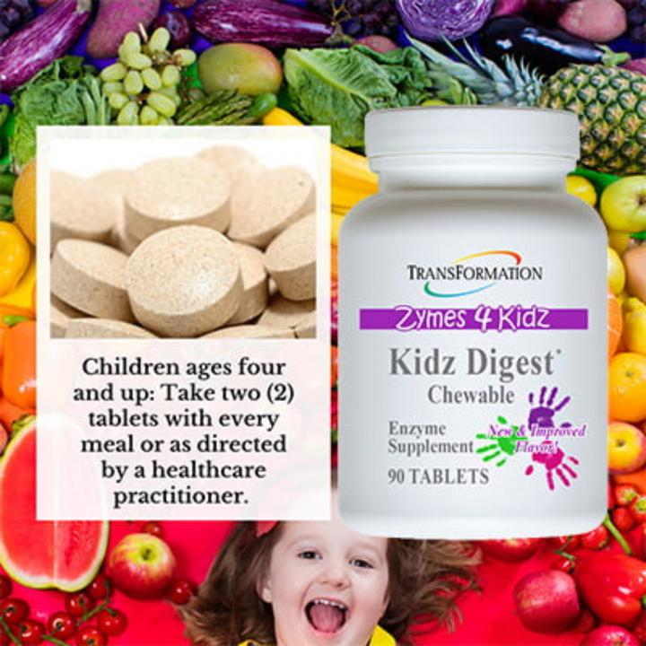 Enzimas de transformación Kidz Digest, enzimas gastrointestinales masticables, 90 cápsulas para niños