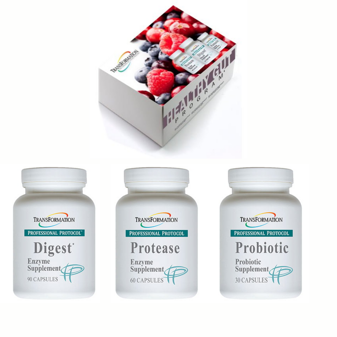 Enzimas de transformación digestivas (90 cápsulas), proteasa (60 cápsulas) y probiótico (30 cápsulas)