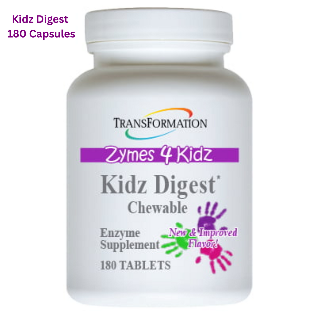Enzimas de transformación Kidz Digest, enzimas masticables con desglose de nutrientes, 180 cápsulas