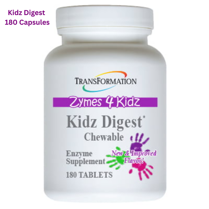 Enzimas de transformación Kidz Digest, enzimas masticables con desglose de nutrientes, 180 cápsulas