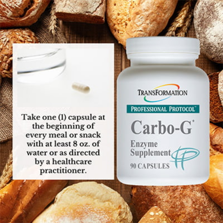 Enzimas de transformación Carbo G para apoyar la digestión del gluten y los carbohidratos (90 cápsulas)