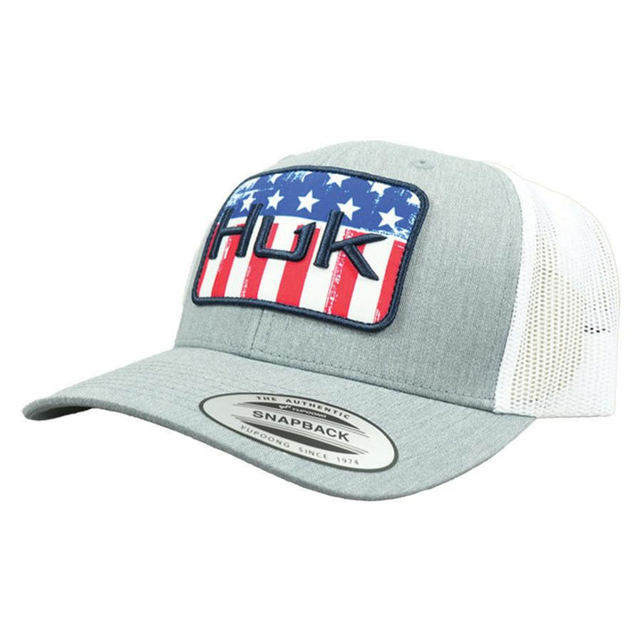 Huk Salute Trucker Hat Heather Grey One Size Comfortable Stylish Headwear