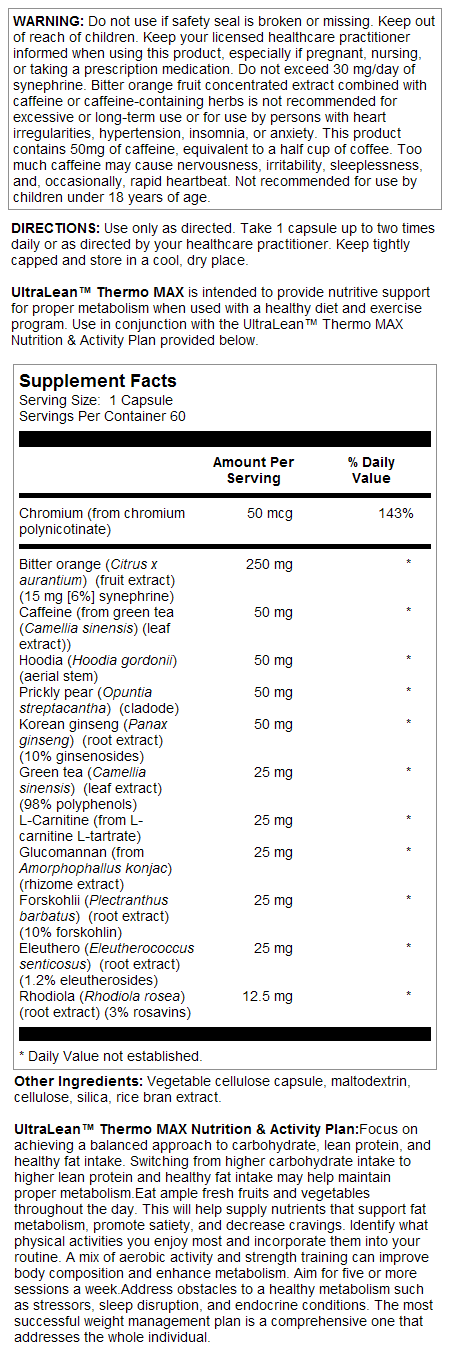 Nutra BioGenesis UltraLean Thermo Max 60 Caps Supports Metabolism and Energy