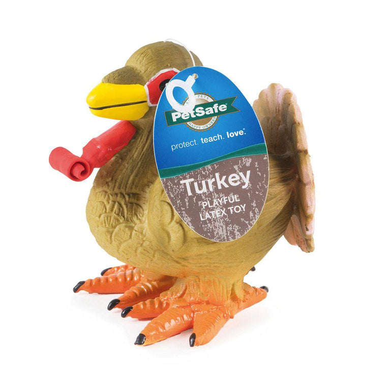 Juguete interactivo para perros PetSafe Sportsmen de látex Meeze Turkey, divertido y dispensador