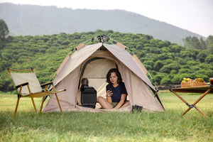 EcoFlow WAVE 2 Portable Air Conditioner in tent, ideal for fast cooling and heating.