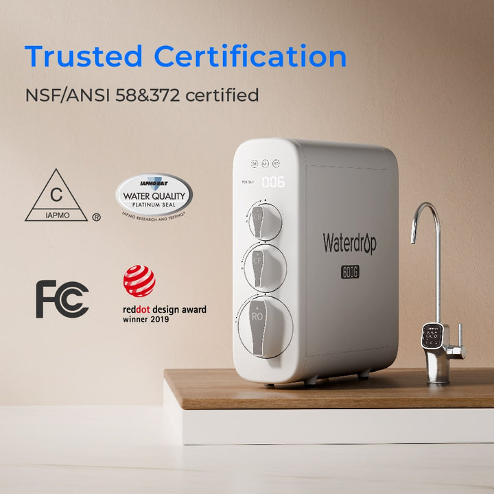 Sistema de ósmosis inversa Waterdrop G3P600 2:1, grifo LED con certificación NSF de 600 GPD