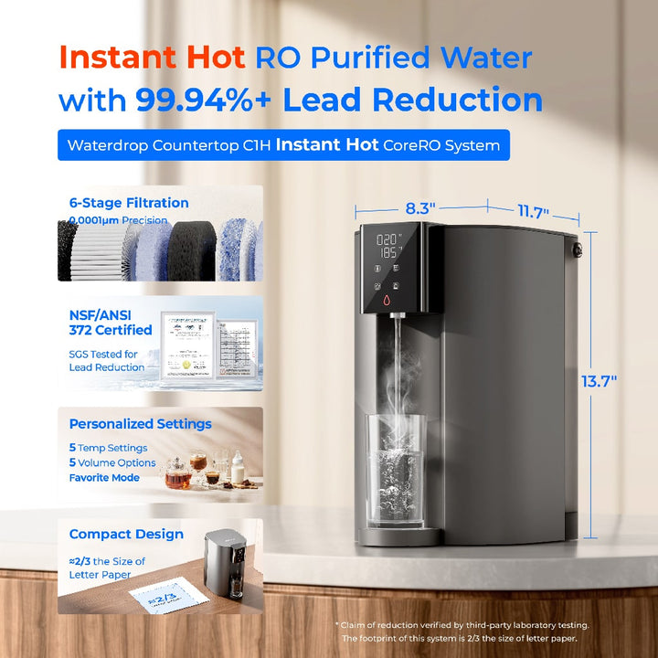 Waterdrop C1H 6 Stage Instant Hot Water CoreRO System 3:1 5 Temperature Options