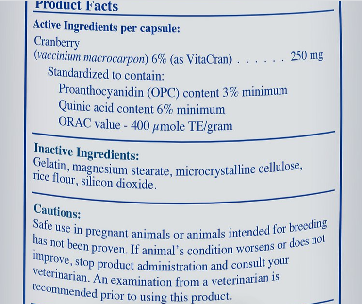 Rx Vitamins For Pets Cranberry Rx UTI Treatment 90 Capsules for Dogs and Cats