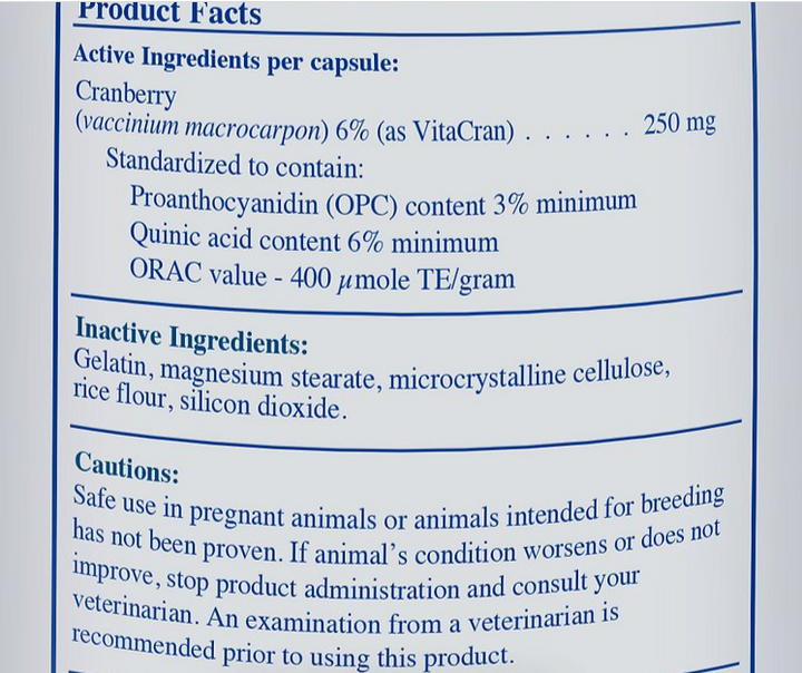 Rx Vitamins For Pets Cranberry Rx UTI Treatment 90 Capsules for Dogs and Cats