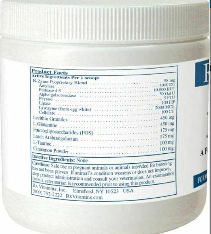 Vitaminas Rx para Mascotas Rx Zyme en Polvo 120 g: Apoyo Digestivo para Perros y Gatos