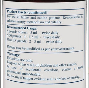 Rx Vitamins for Pets Amino B-Plex label showing usage instructions and warnings for feline and canine patients.