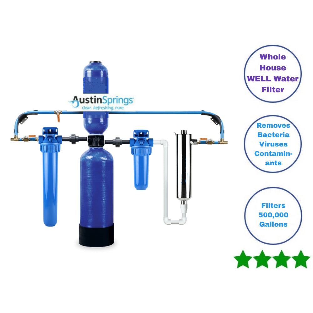 Whole House WELL Water Filter Kit with UV Light and Pro-Grade Install Kit