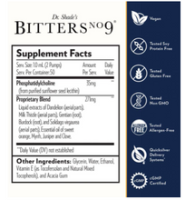 Load image into Gallery viewer, Quicksilver Scientific Dr. Shade&#39;s Bitters #9 supplement facts and certifications on packaging.
