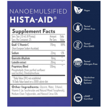 Load image into Gallery viewer, NanoEmulsified Hista-Aid Supplement Facts and Benefits.
