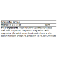 Load image into Gallery viewer, Quicksilver Scientific H2 Elite Molecular Hydrogen ingredients table with magnesium and proprietary hydrogen matrix.
