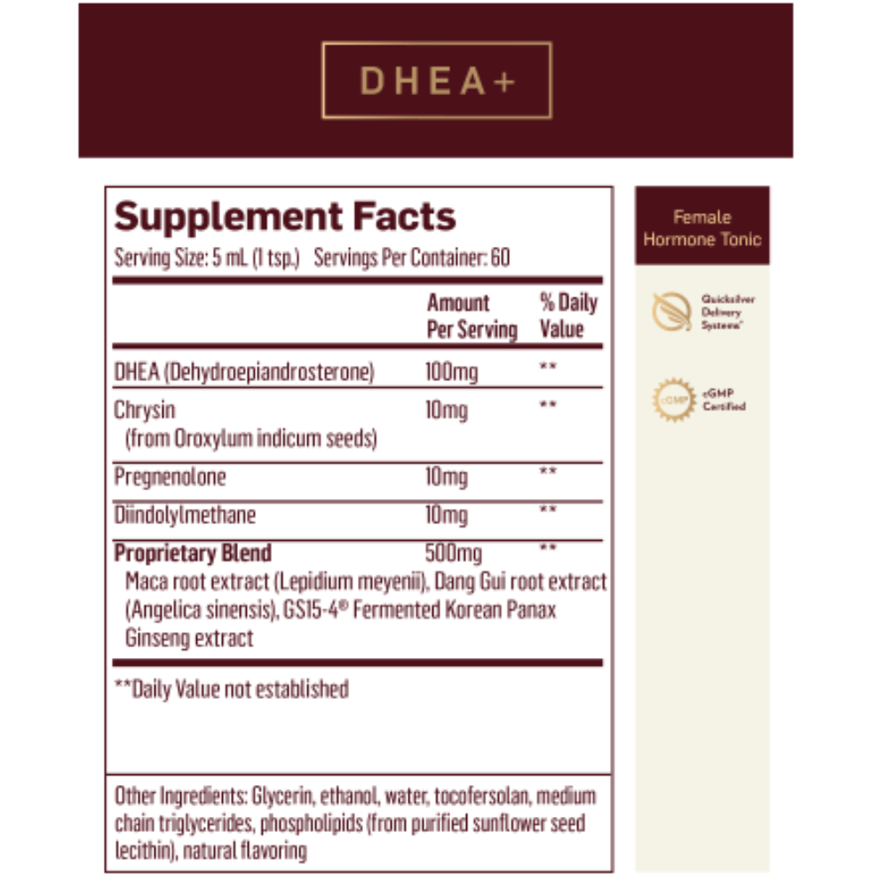 Quicksilver Scientific Nano formulated Female Hormone Tonic (100ml) 3 PACK - Supplement Facts Label