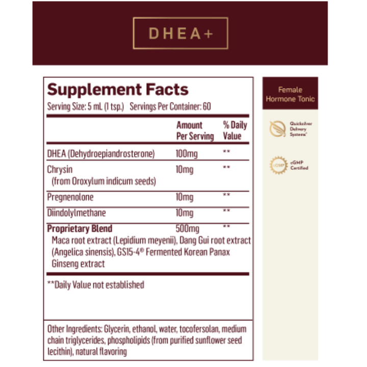Quicksilver Scientific Nano formulated Female Hormone Tonic (100ml) 3 PACK - Supplement Facts Label
