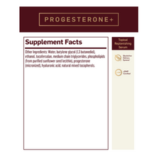 Load image into Gallery viewer, Progesterone+ Topical Replenishing Serum supplement facts label with ingredients list.
