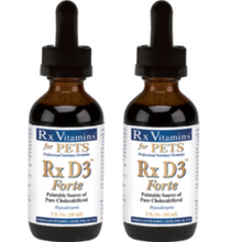 Load image into Gallery viewer, Pets D3 Forte Liquid 2 ounce MCT Oil 2 Pack bottles with droppers.
