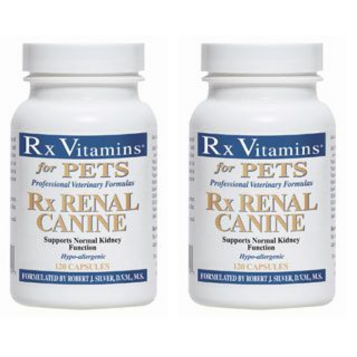 Rx Vitamins for Pets Rx Renal Canine 120 Capsules, Supports Kidney Health, 2-pack.